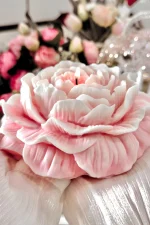 Large Peony Flower Candle - Image 3